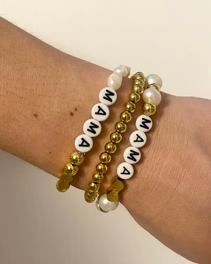 Custom 18k Gold/Natural Pearl Link Bracelet