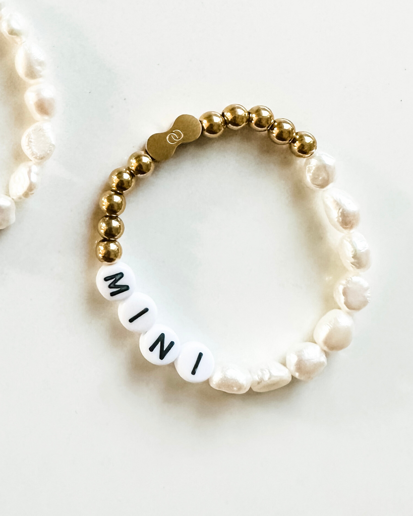 Custom Littlest Link- 18k Gold/Pearl Bracelet