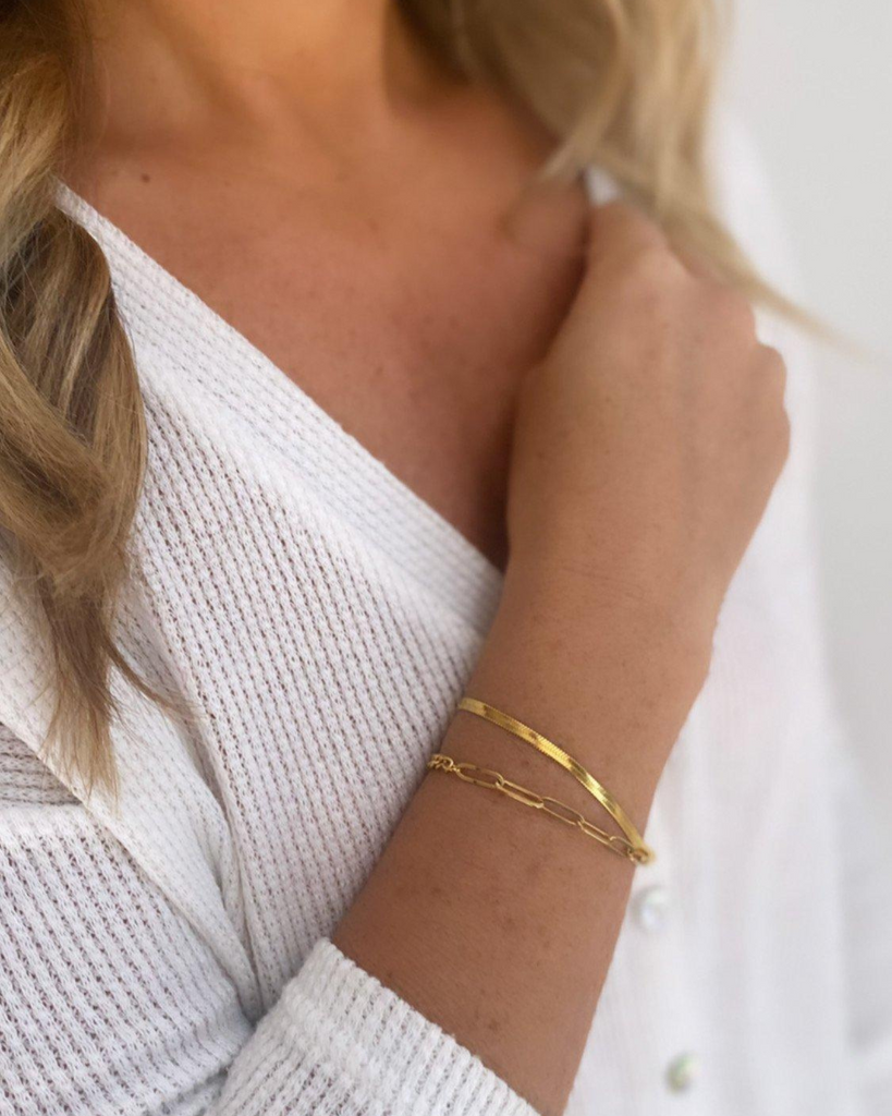 18K Gold Filled Herringbone Bracelet