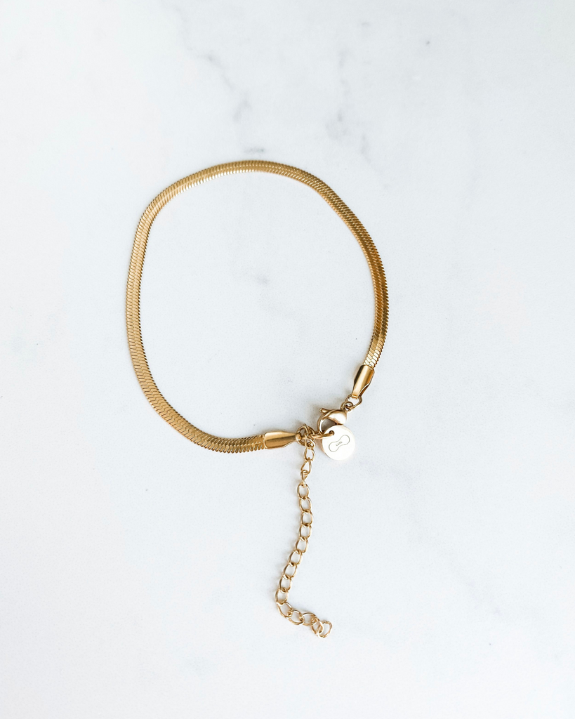 18K Gold Filled Herringbone Bracelet