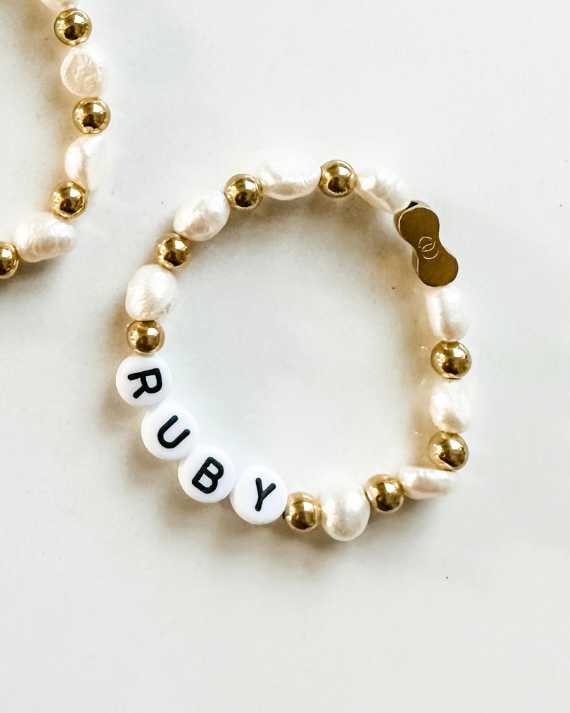 Custom Littlest Link- 18k Gold/Pearl Bracelet